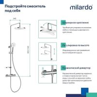 Душевая система Milardo Ideal Spa с термостатом Хром арт-ILSSBTHM89 — фото 8, Душевые стойки