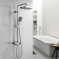 Душевая система Rose R18T с термостатом Оружейная сталь арт-R1896T — фото 11, Душевые стойки