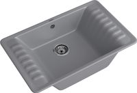 GRANFEST Мойка QUARZ 71 1-чаша+крыло 760*480мм темно-серый арт.GF-ZW- арт-71 темно-серый — фото 2, Кухонные мойки
