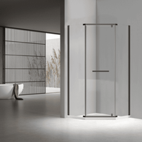 Душевой уголок RGW PA-83-B 100x100, трапеция, профиль черный, стекло прозрачное/6 мм, арт-78088300-14 — фото 2, Душевые уголки трапеция