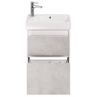 Тумба SLIM, 55 см, подвесная/напольная, 2 ящика, белый глянец / бетон арт-99.0502 — фото 8, Тумбы под раковину