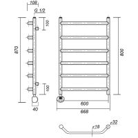 Электрический полотенцесушитель Domoterm Лаура П6 600x800 EL Золото арт-ЛаураП6600x800ELзолото — фото 2, Электрические полотенцесушители