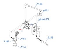 Встраиваемый комлплект для ванны с верхней душевой насадкой, лейкой и изливом арт-A85161 — фото 3, Встраиваемые душевые комплекты