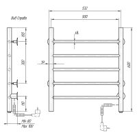 Электрический полотенцесушитель Domoterm Аврора DMT 109-5 50x60 EK R Хром арт-DMT109-550x60EKR — фото 2, Электрические полотенцесушители