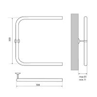 Водяной полотенцесушитель Melodia della vita Moon П-образный 50х50 Полированная сталь арт-MTRMN5050 — фото 2, Водяные полотенцесушители