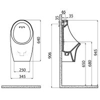 Писсуар Creavit подвесной Белый с нижней подводкой арт-TP611-11CB00E-0000 — фото 2, Писсуары