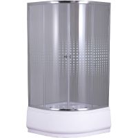 Душевой уголок Parly 90x90 профиль Хром стекло прозрачное с рисунком арт-Z9011 — фото 1, Душевые уголки четверть круга