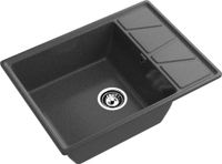 GRANFEST Мойка VERTEX 680L 1-чаша+крыло 680*500мм графит арт.GF- арт-V-680L графит — фото 1, Кухонные мойки