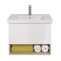 Тумба PERFECTO, 70 см, подвесная, 1 ящик, дуб эврика/белый глянец арт-99.0812 — фото 7, Тумбы под раковину