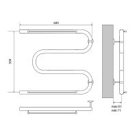 Водяной полотенцесушитель Melodia della vita Simple Shelf М-образный 50х60х1 с полкой Поли арт-MTRSS5060 — фото 2, Водяные полотенцесушители