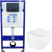 Комплект унитаза BelBagno Uno BB3105CHR/SC с инсталляцией WellWant Standart 50 WWISI111BB с сиденьем арт-BB3105CHR/SC+WWISI111BB — фото 1, Комплекты унитаз + инсталляция