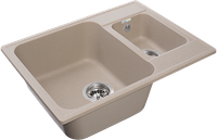 GRANFEST Мойка QUARZ 09 1,5-чаши 620*480мм песочный арт.GF-Z- арт-09 песочный — фото 2, Кухонные мойки