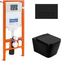 Комплект унитаза с инсталляцией BelBagno Ardente-C арт-BB3202CHR-MB/BB3202SC-MB/BB002-80/BB007-PR-NERO.M — фото 1, Комплекты унитаз + инсталляция