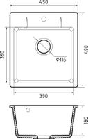 GRANFEST Мойка URBAN 245 1-чаша 450*490мм песочный арт.GF-UR- арт-245 песочный — фото 4, Кухонные мойки