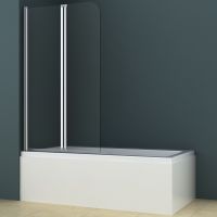 Шторка на ванну Azario Boston профиль Хром стекло прозрачное арт-AZ-141 80 (41,5+38,5)*140 — фото 1, Шторки для ванной распашные