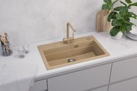 Мойка для кухни ALVEUS GRANITAL ATROX 40 BEIGE - G55 790 X 500 1X в комплекте с сифоном 1132823, арт-1140445.0 — фото 1, Кухонные мойки