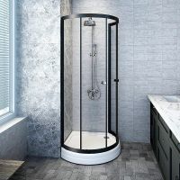 Душевой уголок Radomir Стронг 110x110 профиль Черный стекло прозрачное арт-1-03-6-0-0-1820 — фото 3, Полукруглые душевые уголки