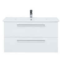 Тумба GIO, 100 см, подвесная, 2 ящика, белый глянец арт-77.0105W — фото 6, Тумбы под раковину