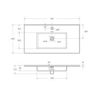 Керамическая раковина CEZARES арт-CZR-8002-90 — фото 6, Раковины встраиваемые сверху