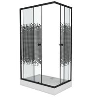 Душевой уголок Niagara Eco NG-018-14Q BLACK (100х80х195) низкий поддон(13см),черный,стекло мозаика,2 арт-_0181452Q — фото 2, Прямоугольные душевые уголки