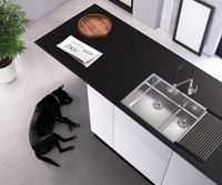 Мойка для кухни NOX 90L BRS 582x440x200 левая в комплекте с интегрированным сифоном арт-1149934.0 — фото 3, Кухонные мойки