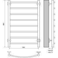 Электрический полотенцесушитель Melodia della vita Classica Electro 50х80 П8 Белый арт-MTRCAE5080wt — фото 2, Электрические полотенцесушители