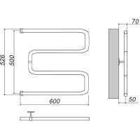 Водяной полотенцесушитель Grota Kamelo 500х600 Хром арт-Камело 50/60 — фото 2, Водяные полотенцесушители