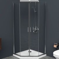 Душевой уголок BelBagno Uno 90х90 профиль Хром стекло прозрачное арт-UNO-195-P-2-90-C-Cr — фото 1, Душевые уголки трапеция