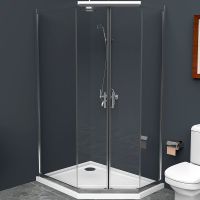 Душевой уголок BelBagno Uno 100х80 профиль Хром стекло прозрачное арт-UNO-195-PH-2-100/80-C-Cr — фото 1, Душевые уголки трапеция