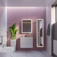 Шкаф зеркальный POINT, 60 см, 1 дверца, 2 стеклянные полки, инфракрасный выключатель, LED-подстветка арт-99.9032 — фото 9, Зеркальные шкафы в ванную