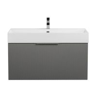 Тумба подвесная под раковину с выдвижным ящиком и внутренним ящиком CEZARES PREMIUM Plisse Gri арт-55444 — фото 1, Тумбы под раковину