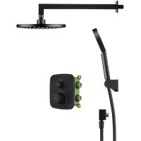 Товар: Душевая система Swedbe Platta с термостатом Черная матовая арт-5564B - фото 6 Душевая система Swedbe Platta с термостатом Черная матовая арт-5564B — фото 6, Встраиваемые душевые комплекты