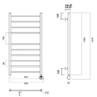 Электрический полотенцесушитель Domoterm Медея П10 500x1000 ER Золото арт-МедеяП10500x1000ERзолото — фото 2, Электрические полотенцесушители