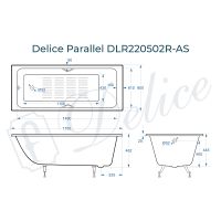 Чугунная ванна Delice Parallel 170x80 с черными матовыми ручками с антискользящим пок арт-DLR220502RB-AS — фото 2, Чугунные ванны