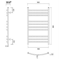 Водяной полотенцесушитель Domoterm Калипсо П10 500x800 Бронза арт-КалипсоП10500x800БР — фото 2, Водяные полотенцесушители
