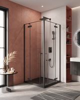 Душевой уголок Cezares арт-LINER-A-2-90-C-NERO — фото 1, Квадратные душевые уголки