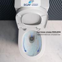 Унитаз с бачком напольный RGW SW-05  Белый  (горизонтальный выпуск, с микролифтом (моноблок) арт-67420105-01 — фото 4, Напольные унитазы