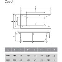 Акриловая ванна Vayer Casoli 170x75 без гидромассажа арт-Гл000006806 — фото 2, Акриловые ванны