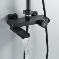 Душевая система Rose R18H с термостатом Черная матовая арт-R1896H — фото 7, Душевые стойки