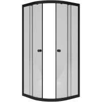 Душевой уголок Melodia della vita Round 90х90 профиль Черный стекло прозрачное арт-MCNRD9090TBk — фото 1, Душевые уголки четверть круга