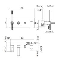 Смеситель для ванны Gattoni Kubik Черный матовый арт-2505/25NO — фото 2, Смеситель для ванны