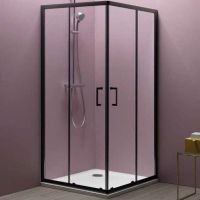 Душевой уголок Kolpa San Eco Quat TKK 90x90 профиль Черный стекло прозрачное арт-515280 — фото 1, Квадратные душевые уголки