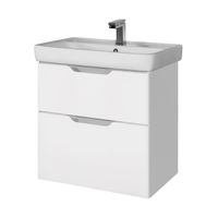 Тумба Q, 55 см, подвесная, 2 ящика, белый глянец арт-99.0007 — фото 1, Тумбы под раковину