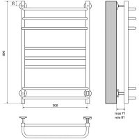 Электрический полотенцесушитель Melodia della vita Fusion Square Electro 50х80 П8 Полиров арт-MTRFQE5080 — фото 2, Электрические полотенцесушители