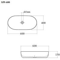 Раковина-чаша Bond Oval 60 Белый глянец арт-S59-600 — фото 6, Раковины накладные