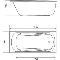 Акриловая ванна Creto Classio 150х70 без гидромассажа арт-10-15070 — фото 2, Акриловые ванны