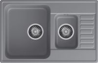 GRANFEST Мойка QUARZ 21К 1,5-чаши+крыло 740*480мм темно-серый арт.GF-Z- арт-21К темно-серый — фото 1, Кухонные мойки