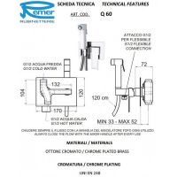 Гигиенический душ со смесителем Remer Qubica Хром арт-Q60 — фото 2, Гигиенические души