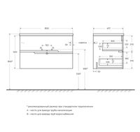 База под раковину подвесная CEZARES арт-DUET-N-800-2C-SO-SPF-P — фото 2, Тумбы под раковину