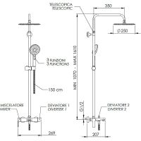 Душевая система Remer Dream Черная матовая арт-D34A8MPUFM25NO — фото 3, Душевые стойки